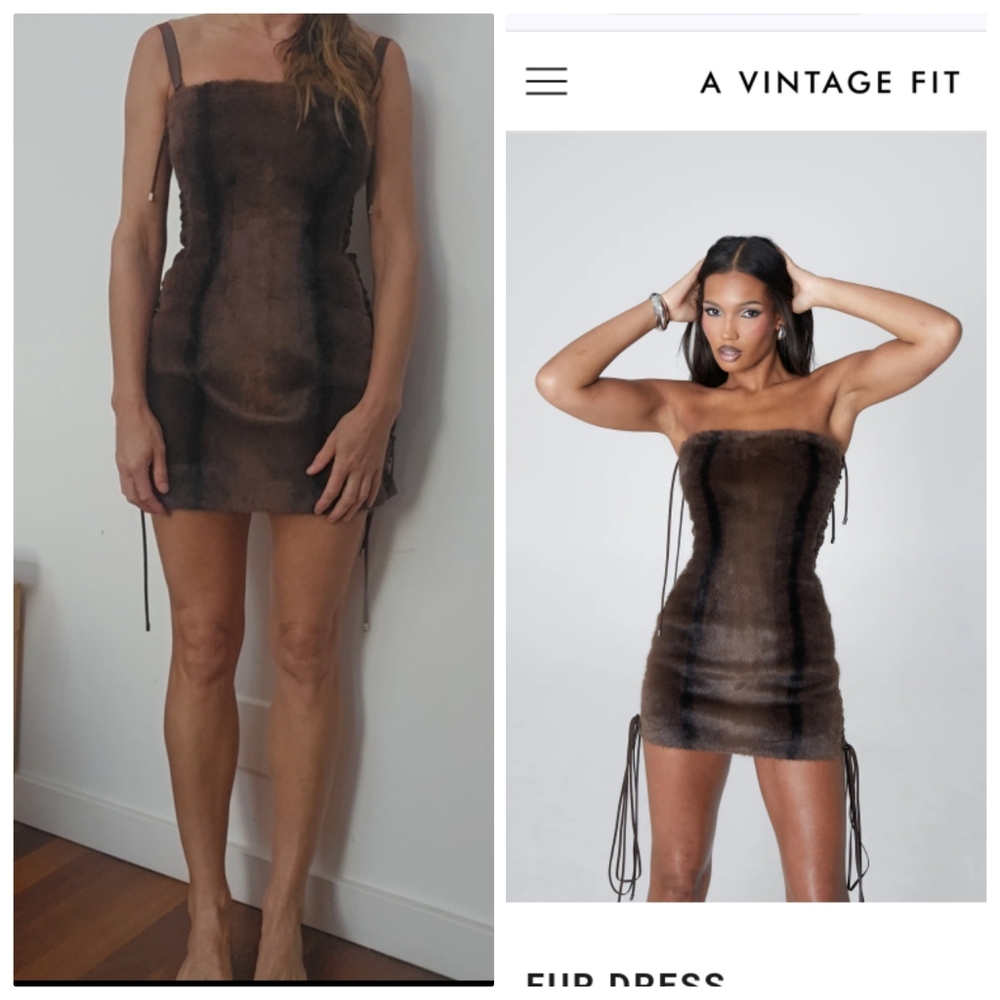Nwt 2026  FOR 2016 Fur Trend REVOLVE A VINTAGE FIT Laced Faux Fur Dress s